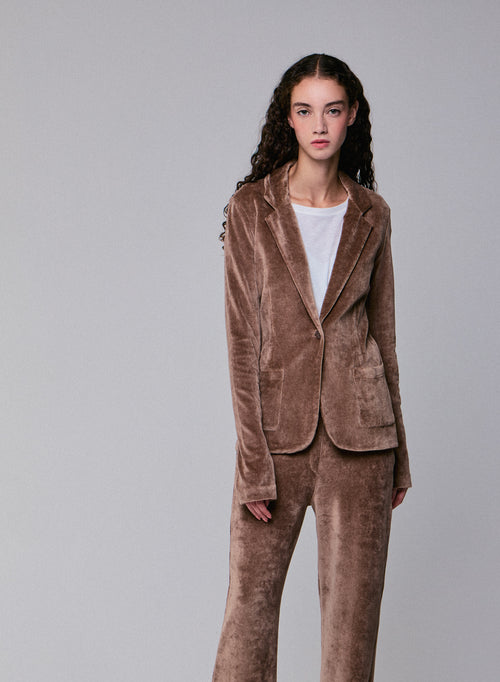 Beige Jacke Langarmjacke aus Bio-Baumwolle / Modal / Elasthan - MAJESTIC FILATURES