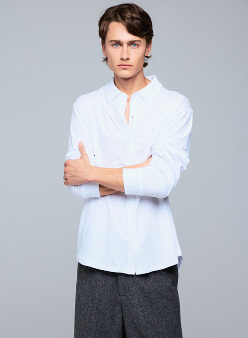 Chemise Blanche Manches Longues en Coton Organique et Elasthanne - MAJESTIC FILATURES
