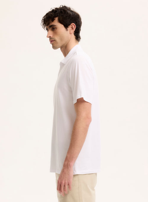 Weißes Poloshirt mit kurzen Ärmeln Polokragen aus Bio-Baumwolle / Elasthan - MAJESTIC FILATURES