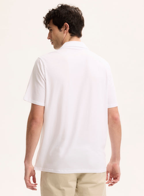 Weißes Poloshirt mit kurzen Ärmeln Polokragen aus Bio-Baumwolle / Elasthan - MAJESTIC FILATURES