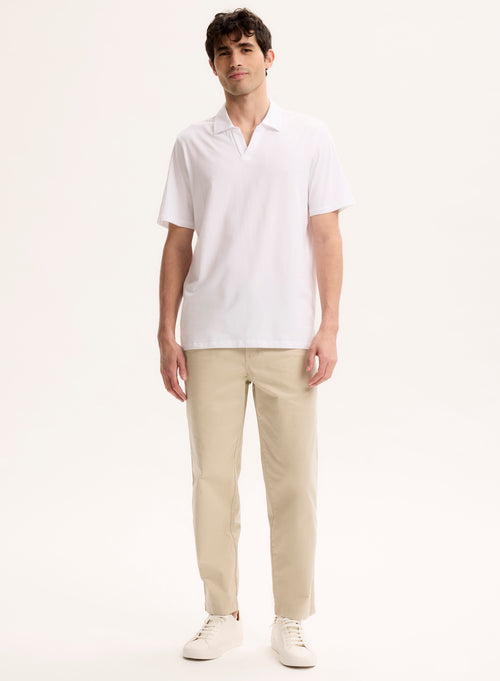 Weißes Poloshirt mit kurzen Ärmeln Polokragen aus Bio-Baumwolle / Elasthan - MAJESTIC FILATURES