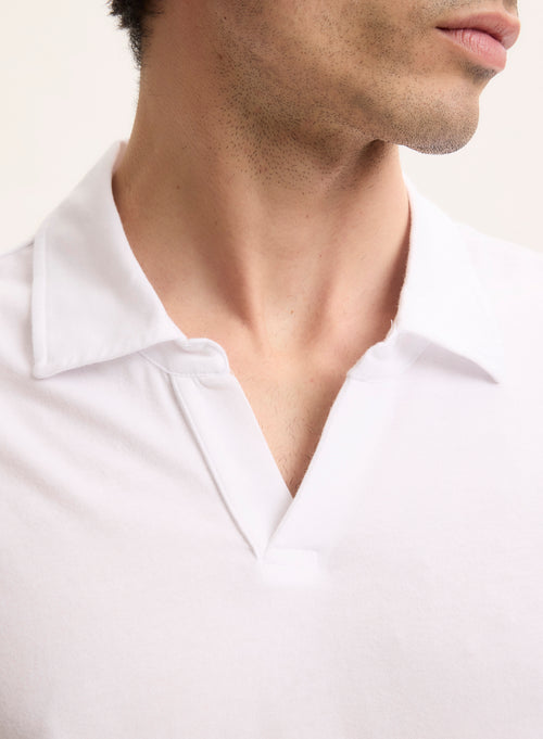 Weißes Poloshirt mit kurzen Ärmeln Polokragen aus Bio-Baumwolle / Elasthan - MAJESTIC FILATURES