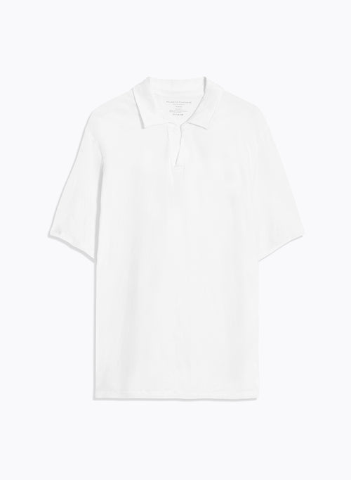 Weißes Poloshirt mit kurzen Ärmeln Polokragen aus Bio-Baumwolle / Elasthan - MAJESTIC FILATURES