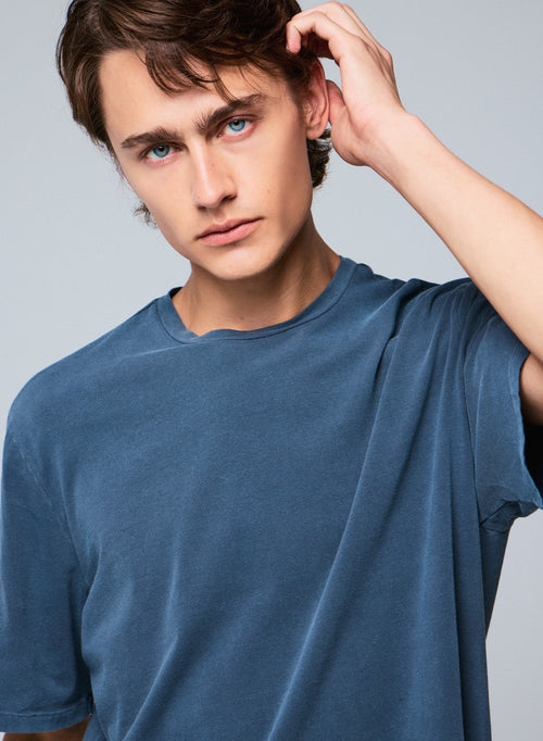 T-shirt Gris Col Rond Manches Courtes en Coton organique / Elasthanne - MAJESTIC FILATURES