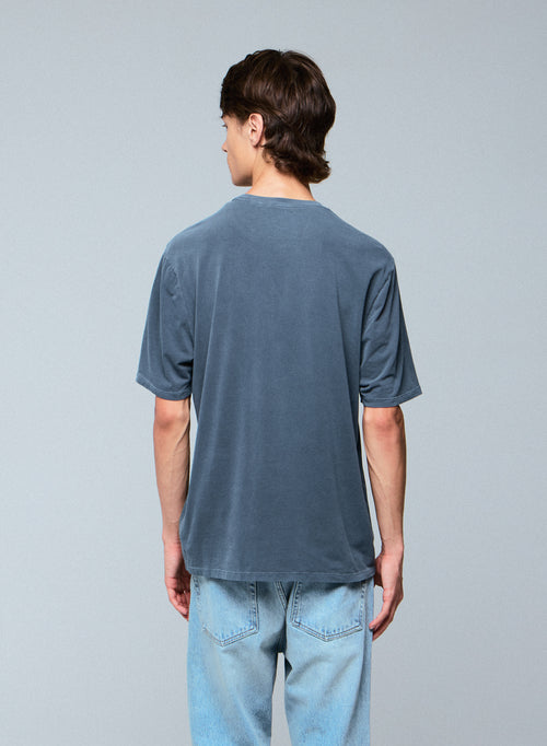 Graues Kurzarm-T-Shirt mit Rundhalsausschnitt aus Bio-Baumwolle / Elasthan - MAJESTIC FILATURES