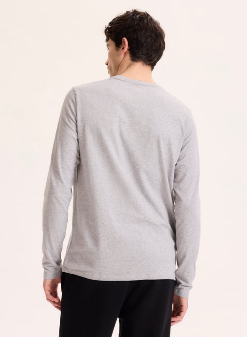 Tee shirt Gris Col Rond Manches Longues en Coton organique / Elasthanne - MAJESTIC FILATURES