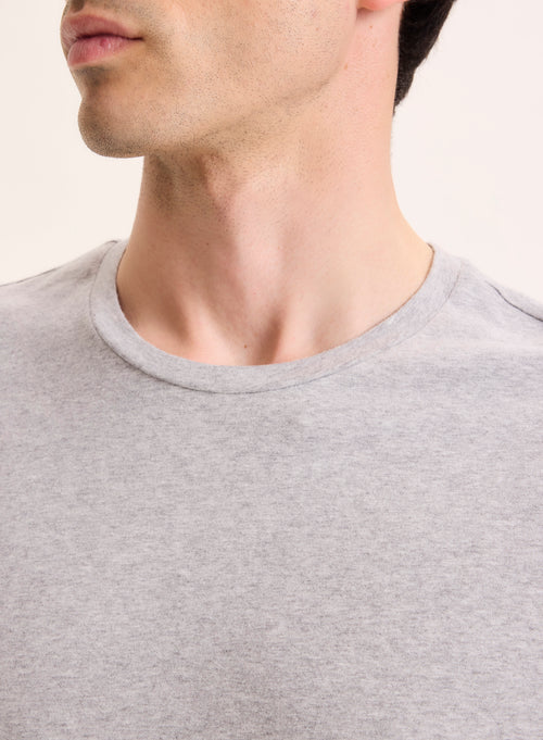 Tee shirt Gris Col Rond Manches Longues en Coton organique / Elasthanne - MAJESTIC FILATURES