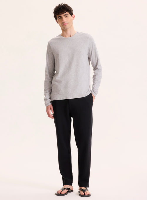 Tee shirt Gris Col Rond Manches Longues en Coton organique / Elasthanne - MAJESTIC FILATURES