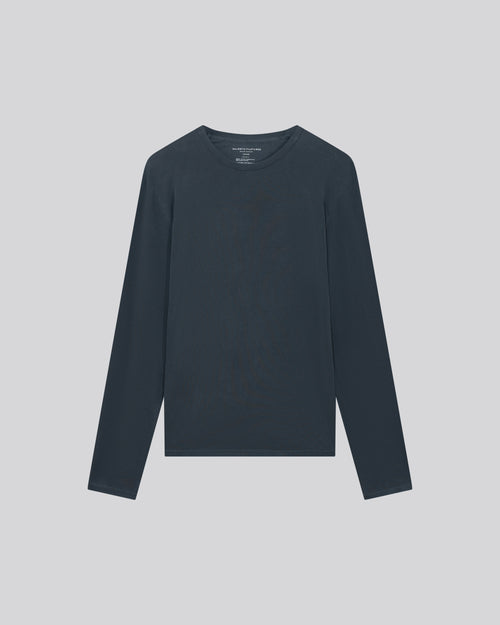 T-shirt Gris Col Rond Manches Longues en Coton organique / Elasthanne - MAJESTIC FILATURES