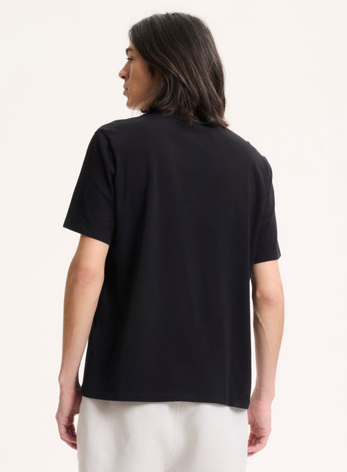 T-shirt Noir Col V Manches Courtes en Coton organique / Elasthanne - MAJESTIC FILATURES
