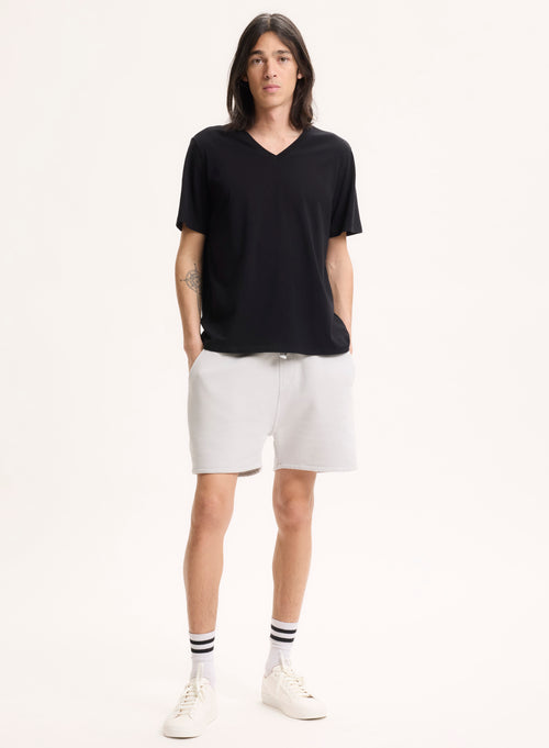 T-shirt Noir Col V Manches Courtes en Coton organique / Elasthanne - MAJESTIC FILATURES