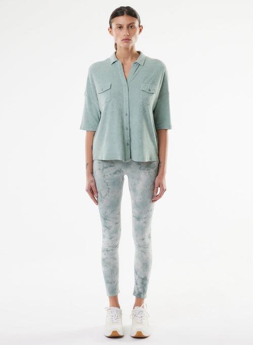 Chemise Bleue Manches Coudes en Coton organique / Modal - MAJESTIC FILATURES