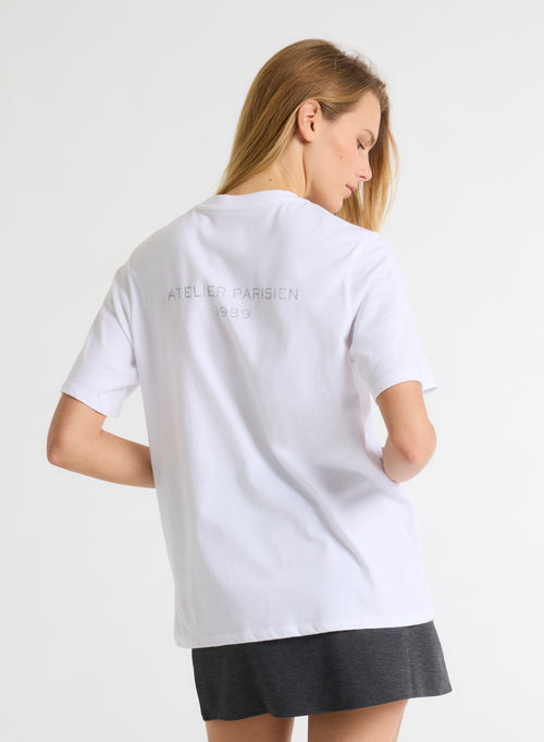 T-shirt Blanc Col Rond Manches Courtes en Coton organique / Coton recyclé - MAJESTIC FILATURES