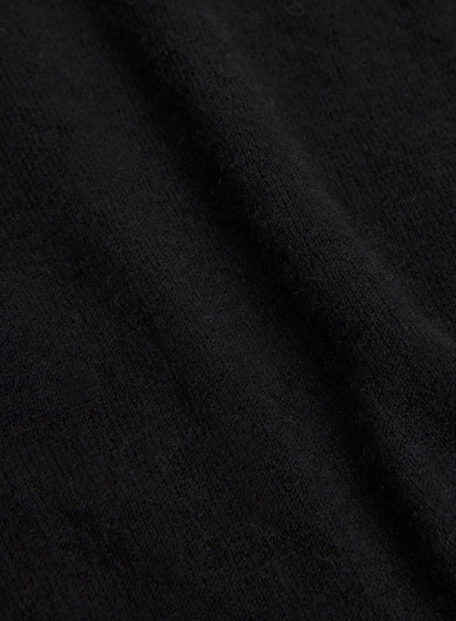 Tee shirt Noir Col Rond Manches Coudes en Cachemire - MAJESTIC FILATURES