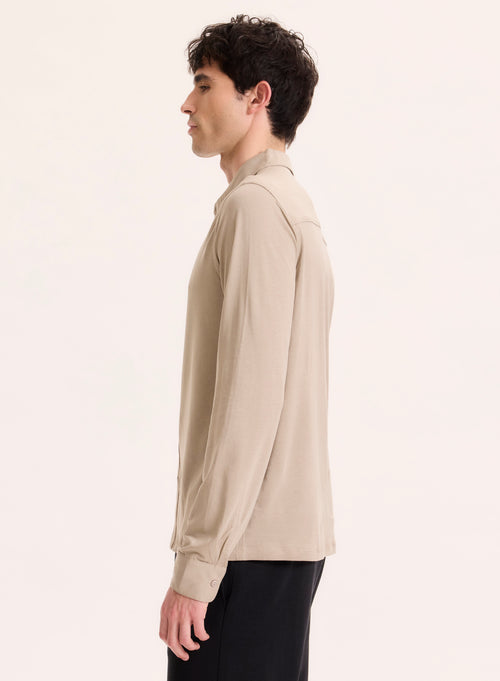 Hemd mit grauem Kragen Langarmhemd aus Lyocell / Tencel / Bio-Baumwolle - MAJESTIC FILATURES