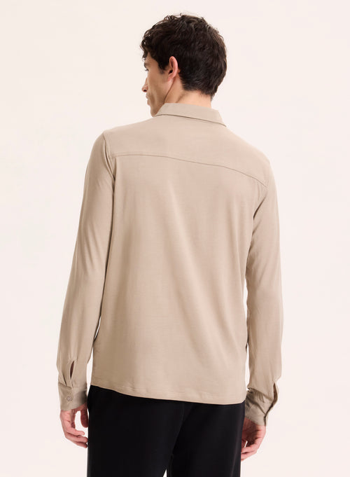 Hemd mit grauem Kragen Langarmhemd aus Lyocell / Tencel / Bio-Baumwolle - MAJESTIC FILATURES