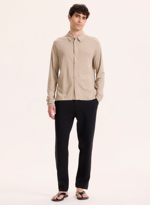 Hemd mit grauem Kragen Langarmhemd aus Lyocell / Tencel / Bio-Baumwolle - MAJESTIC FILATURES