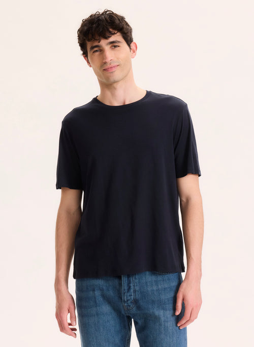 Tee shirt Marine Col Rond Manches Courtes en Lyocell / Tencel / Coton organique - MAJESTIC FILATURES