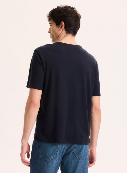 Tee shirt Marine Col Rond Manches Courtes en Lyocell / Tencel / Coton organique - MAJESTIC FILATURES