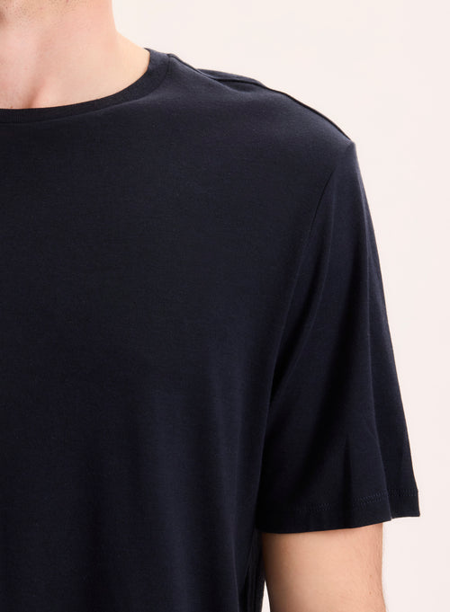 Tee shirt Marine Col Rond Manches Courtes en Lyocell / Tencel / Coton organique - MAJESTIC FILATURES