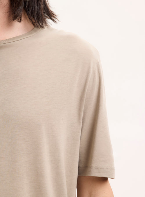 T-shirt Beige Col Rond Manches Courtes en Lyocell / Tencel / Coton organique - MAJESTIC FILATURES