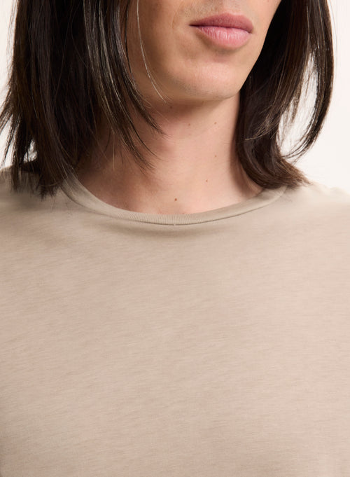 T-shirt Beige Col Rond Manches Courtes en Lyocell / Tencel / Coton organique - MAJESTIC FILATURES
