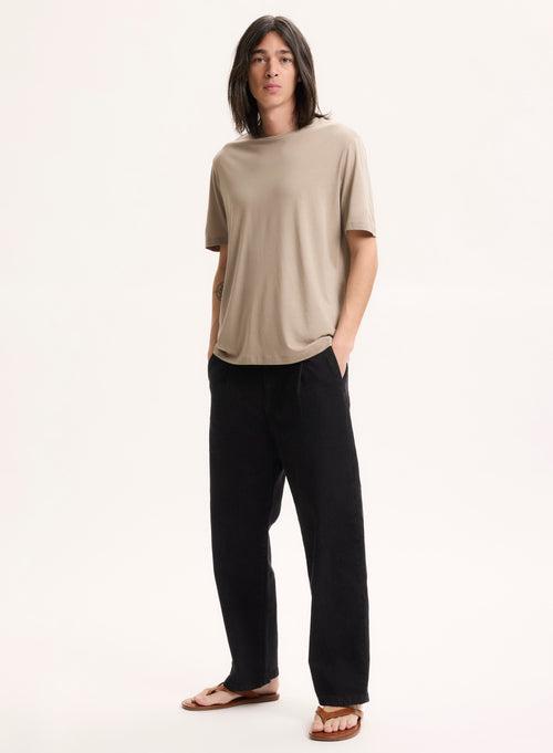 T-shirt Beige Col Rond Manches Courtes en Lyocell / Tencel / Coton organique - MAJESTIC FILATURES