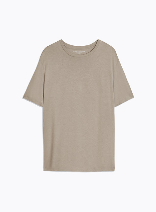 T-shirt Beige Col Rond Manches Courtes en Lyocell / Tencel / Coton organique - MAJESTIC FILATURES