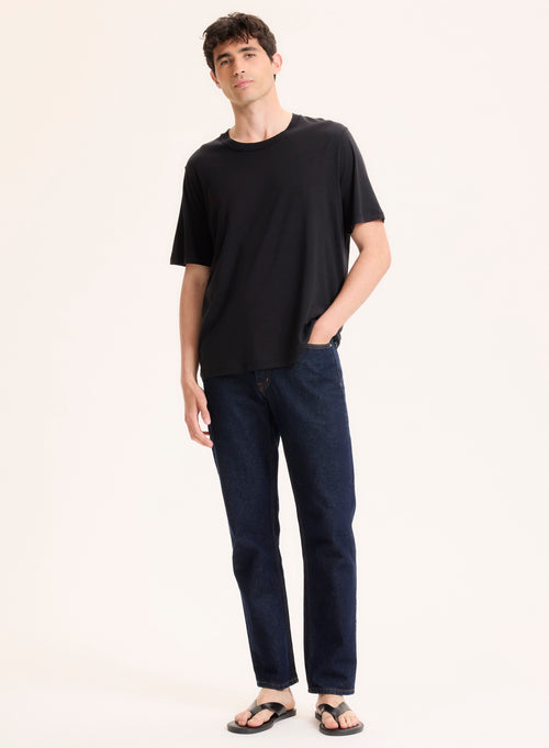 T-shirt Noir Col Rond Manches Courtes en Lyocell / Tencel / Coton organique - MAJESTIC FILATURES