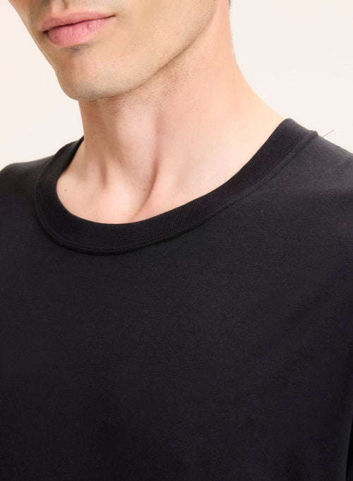 T-shirt Noir Col Rond Manches Courtes en Lyocell / Tencel / Coton organique - MAJESTIC FILATURES