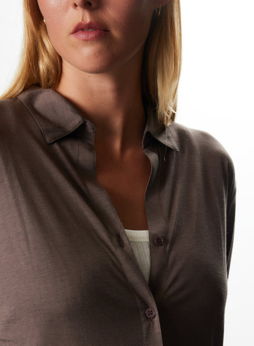 Chemise Ecorce Manches Longues en Soie / Coton - MAJESTIC FILATURES