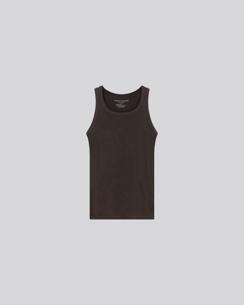 Braunes ärmelloses Tanktop mit Rundhalsausschnitt aus Lyocel / Tencel / Baumwolle - MAJESTIC FILATURES