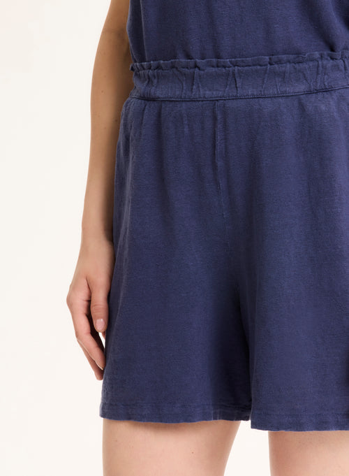 Shorts Bleu en Lin / Elasthanne - MAJESTIC FILATURES
