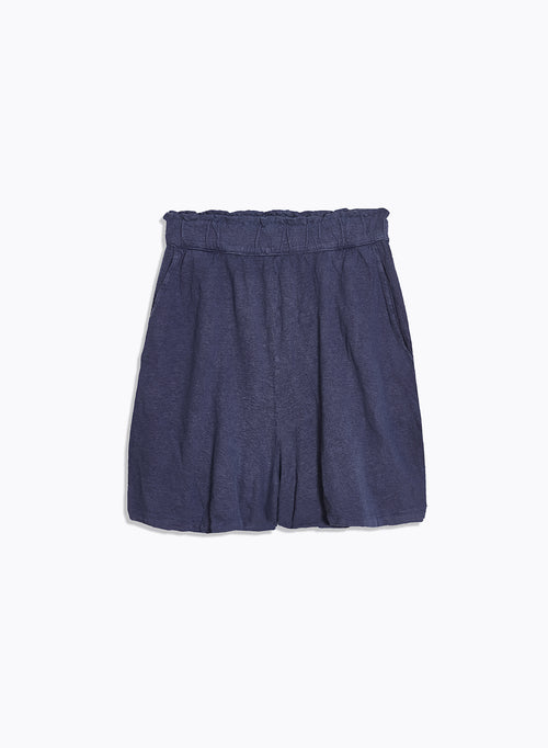 Shorts Bleu en Lin / Elasthanne - MAJESTIC FILATURES