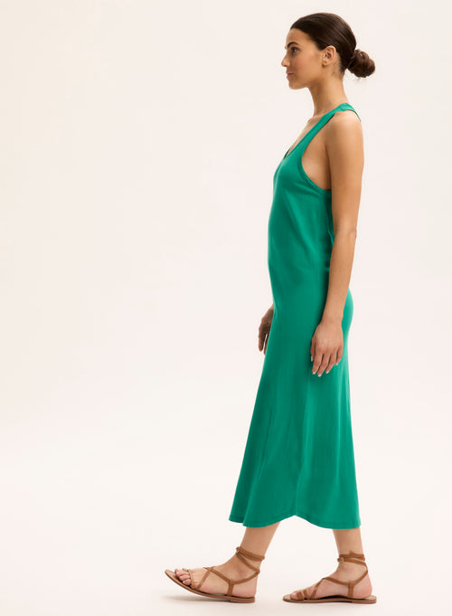 Robe Verte Col U Sans Manches en Coton organique - MAJESTIC FILATURES