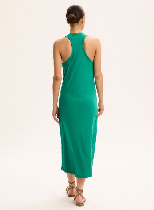Robe Verte Col U Sans Manches en Coton organique - MAJESTIC FILATURES