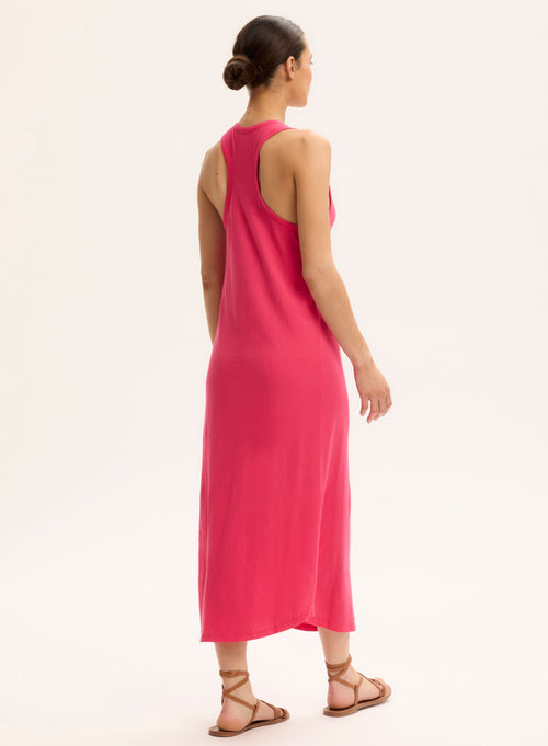 Robe Rose Col U Sans Manches en Coton organique - MAJESTIC FILATURES