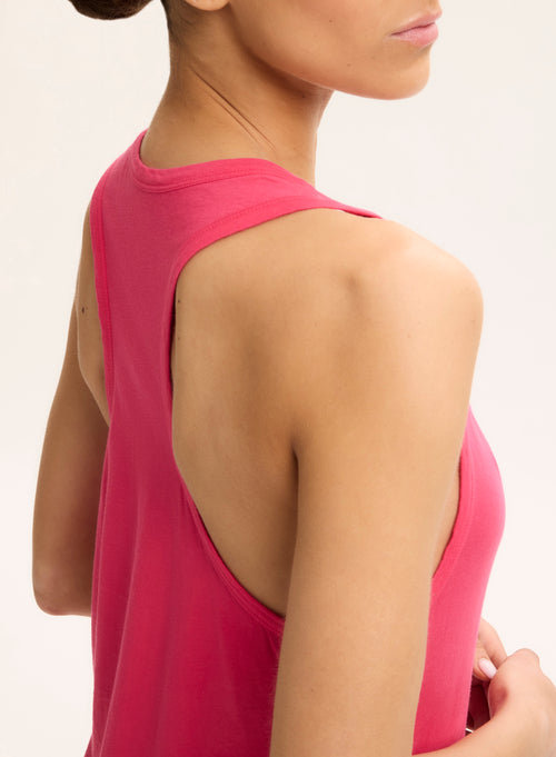 Robe Rose Col U Sans Manches en Coton organique - MAJESTIC FILATURES