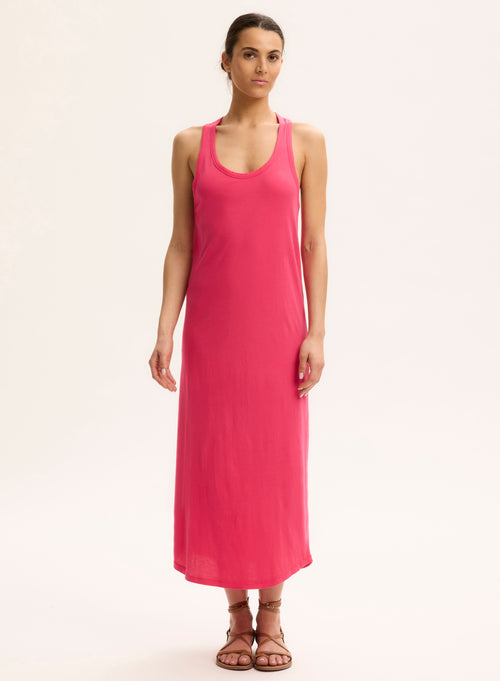 Robe Rose Col U Sans Manches en Coton organique - MAJESTIC FILATURES