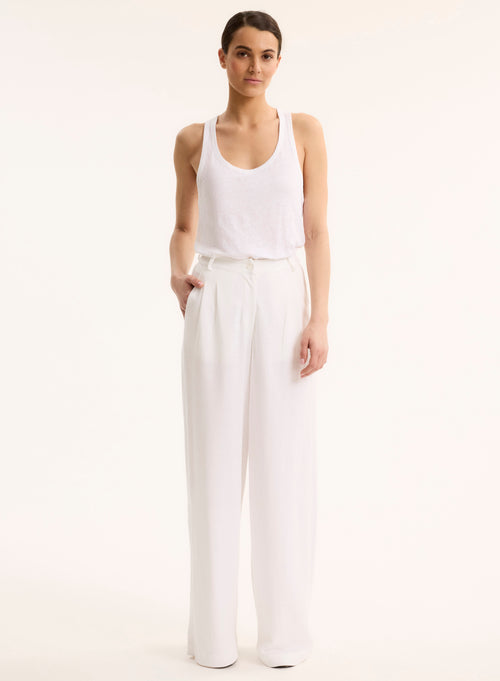 Pantalon Blanc en Lin / Coton organique - MAJESTIC FILATURES