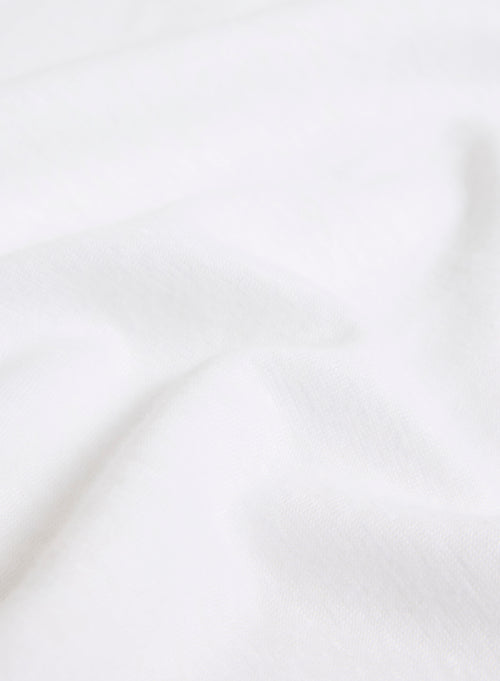 Weißes Kurzarm-T-Shirt mit Rundhalsausschnitt aus Leinen / Bio-Baumwolle - MAJESTIC FILATURES