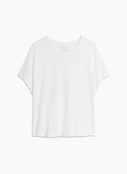 Weißes Kurzarm-T-Shirt mit Rundhalsausschnitt aus Leinen / Bio-Baumwolle - MAJESTIC FILATURES