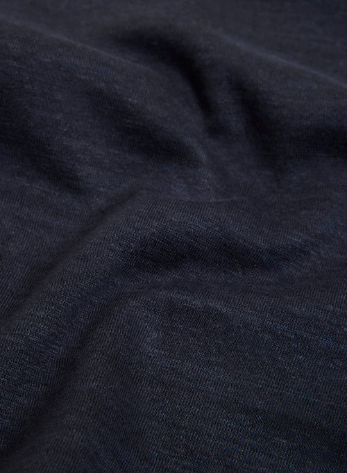 Marineblaues Hemd mit Kragen Langarm Leinen / Bio-Baumwolle - MAJESTIC FILATURES