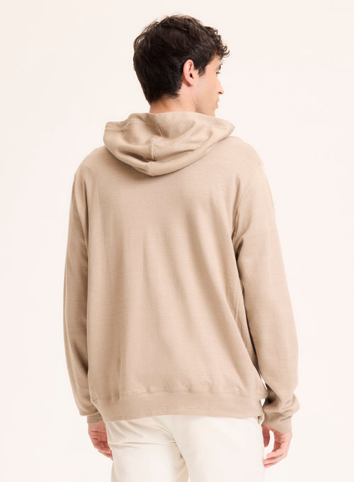 Gilet Beige Col Capuche Manches Longues en Lin / Coton organique - MAJESTIC FILATURES