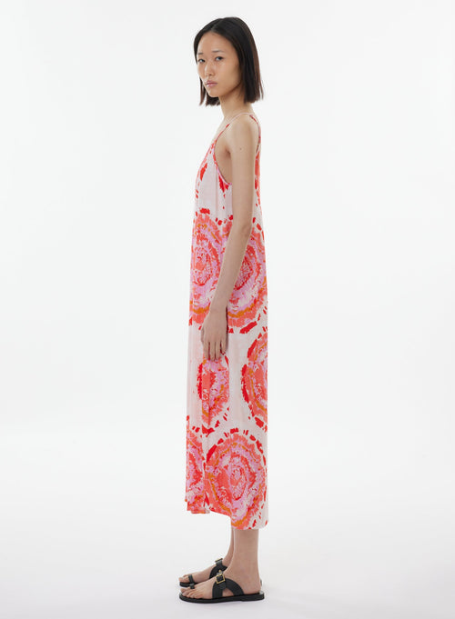 Robe Rose Fines bretelles Col U en Viscose / Lin / Elasthanne - MAJESTIC FILATURES