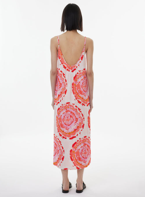 Robe Rose Fines bretelles Col U en Viscose / Lin / Elasthanne - MAJESTIC FILATURES