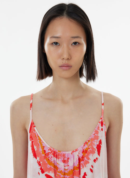 Robe Rose Fines bretelles Col U en Viscose / Lin / Elasthanne - MAJESTIC FILATURES