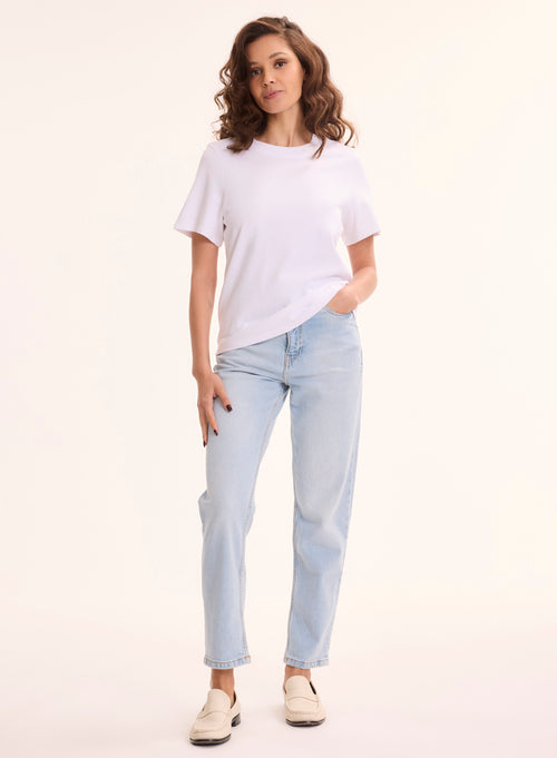 T-shirt Blanc Col Rond Manches Courtes en Coton organique - MAJESTIC FILATURES