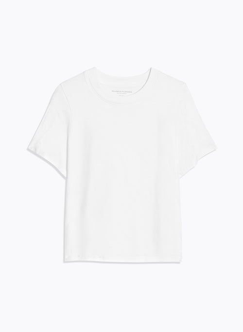 T-shirt Blanc Col Rond Manches Courtes en Coton organique - MAJESTIC FILATURES