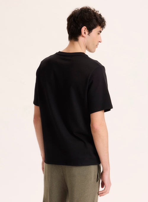 T-shirt Noir Col Rond Manches Courtes en Coton Organique - MAJESTIC FILATURES